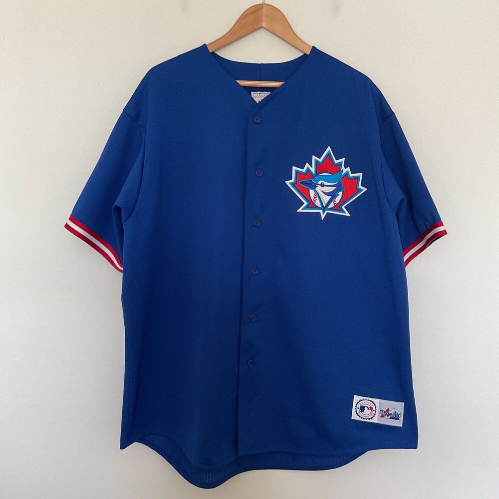 Vintage 90s Majestic Toronto Blue Jays Jersey Mens XXL Made In USA Blue MLB